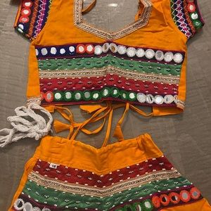 Size 16 baby girl mirrored lehenga with adjustable tie back blouse